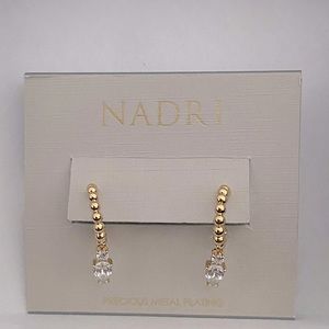 CZ DROP SMALL DOT BEADED HOOP EARRINGS